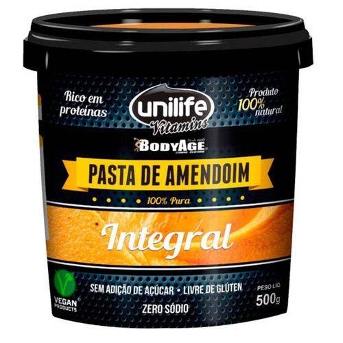 Kit com 4 Potes de 500 G (2 Kg) Pasta de Amendoim Integral Unilife