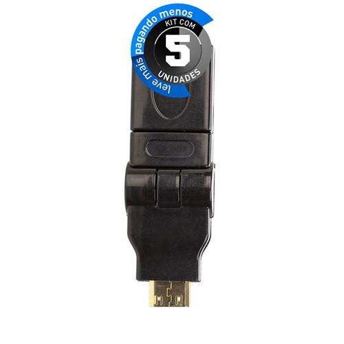 Kit com 5 Adaptador Rotativo Mini HDMI para HDMI