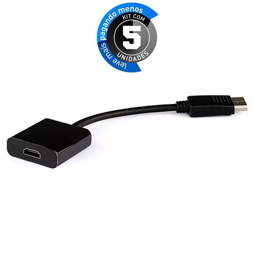 Kit com 5 Adaptadores Displayport para HDMI