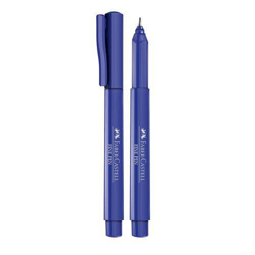Kit com 5 Canetas 0.4 Boligrafis Fine Pen Azul Faber Castell