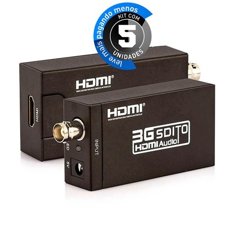 Kit com 5 Conversor SDI, BNC para HDMI - GEF-SH, AY30