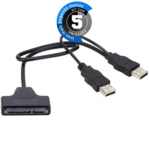 Kit com 5 Conversores USB 2.0 para Sata HDD