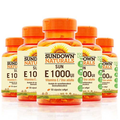 Kit com 5 Vitamina e 1000 IU - Sundown Vitaminas - 50 Cápsulas