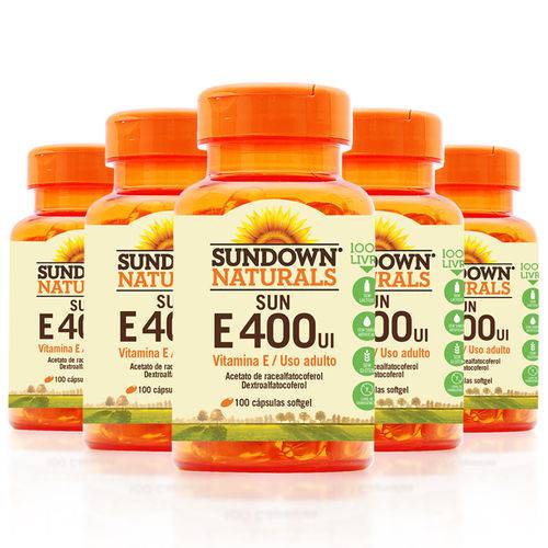 Kit com 5 Vitamina e 400 IU - Sundown Vitaminas - 180 Cápsulas