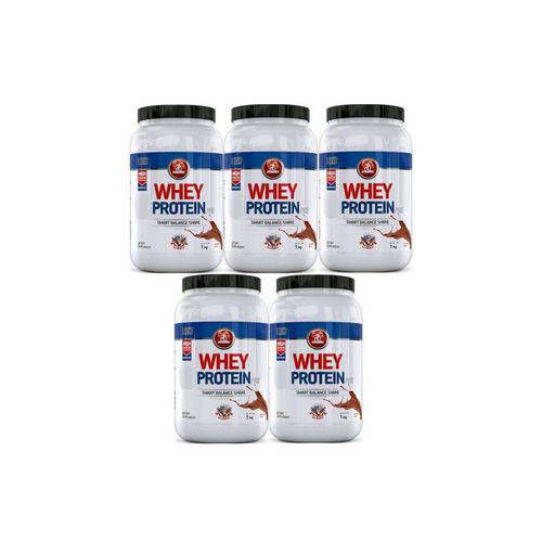 Kit com 5 Whey Protein Pre Midway 1kg Sabor Chocolate