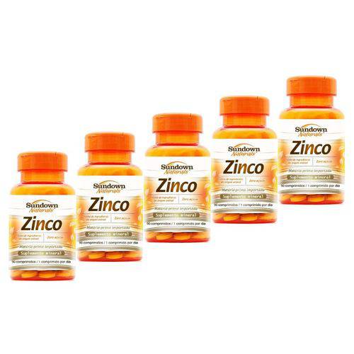 Kit com 5 Zinco 7mg - Sundown Vitaminas - 90 Comprimidos