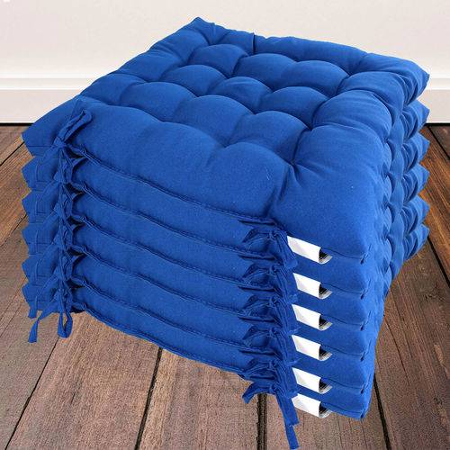 Kit com 6 Almofadas Futon Assento para Cadeira - Azul