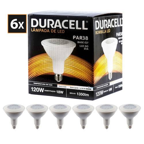 Kit com 6 Lâmpadas de Led Duracell Par38 Branca 18w