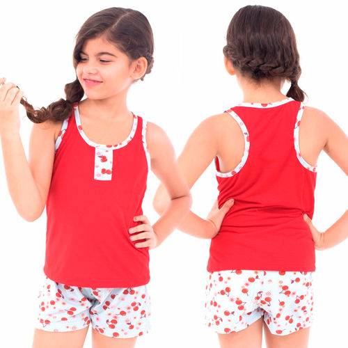Kit com 6 Pijamas Baby Doll Camiseta e Short Feminino Infantil Curto
