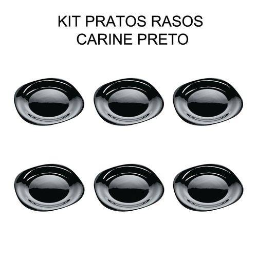 Kit com 6 Pratos Quadrado Preto - Raso - 27 Cm - Luminarc