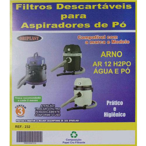 Kit com 6 Sacos Descartáveis Aspirador de Pó Arno Ar12 / H2po Água e Pó