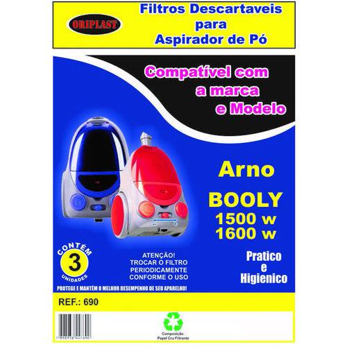 Kit com 6 Sacos Descartáveis Aspirador de Pó Arno Booly 1500 1600