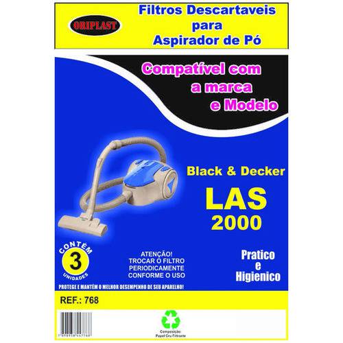 Kit com 6 Sacos Descartáveis Aspirador de Pó Black&decker Las 2000