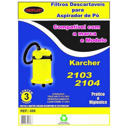 Kit com 6 Sacos Descartáveis Aspirador de Pó Karcher A2104 / Nt 20/1
