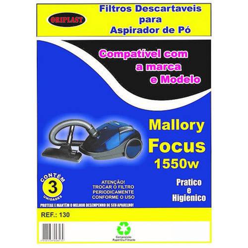 Kit com 6 Sacos Descartáveis Aspirador de Pó Mallory Focus 1550w