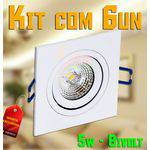 Kit com 6 Spot Lâmpada Led de Embutir Direcionável Concept Quadrado 6500k 5w Bivolt Galaxy