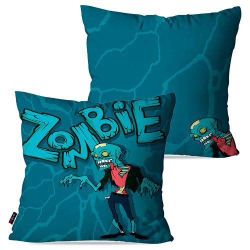 Kit com 2 Almofadas Decorativas Azul Zombie