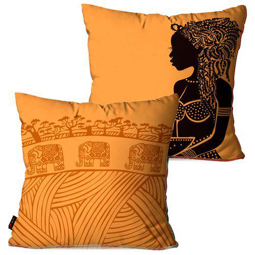 Kit com 2 Almofadas Decorativas Laranja Africana