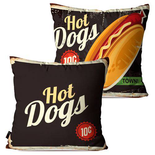 Kit com 2 Almofadas Decorativas Marrom Hot Dogs