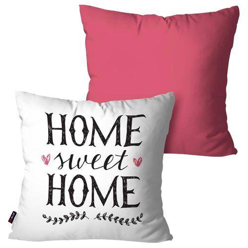 Kit com 2 Almofadas Decorativas Rosa Home Sweet Home