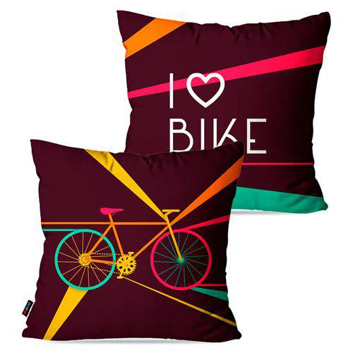 Kit com 2 Almofadas Decorativas Roxo I Love Bike