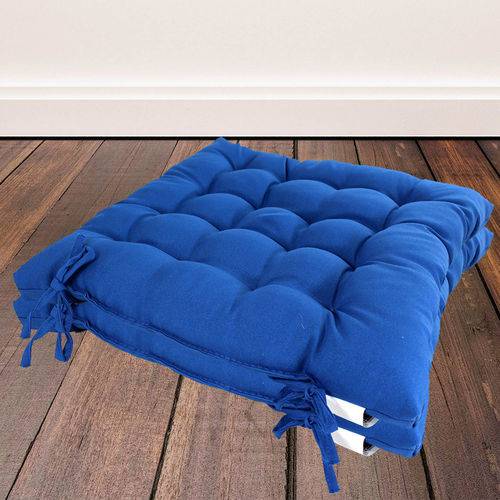 Kit com 2 Almofadas Futon Assento para Cadeira - Azul