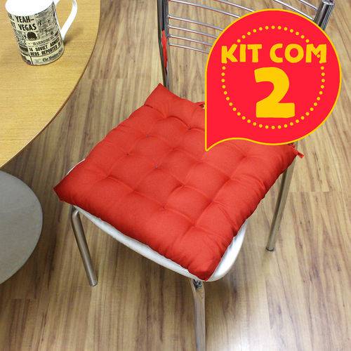 Kit com 2 Almofadas Futon Assento para Cadeira - Vermelha