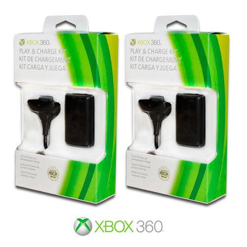 Kit Duas Baterias Carregador Controle Xbox 360 Fat e Slim