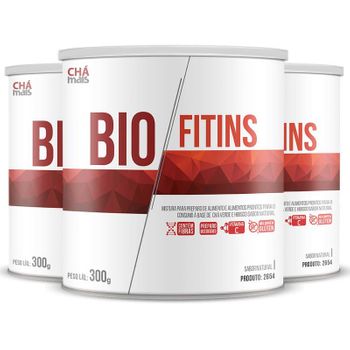 Kit com 3 BioFitins Solúvel 200g da Chá Mais Sabor Natural
