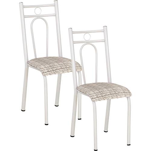 Kit com 2 Cadeiras 023 Branco Estampa Rattan - Artefamol