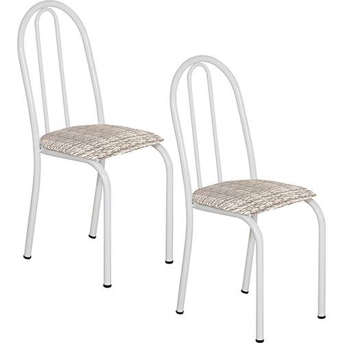 Kit com 2 Cadeiras 005 Branco Estampa Rattan - Artefamol