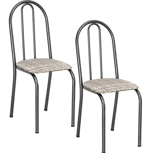 Kit com 2 Cadeiras 005 Craqueado Preto Estampa Rattan - Artefamol