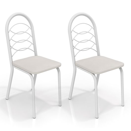 Kit com 2 Cadeiras para Copa, Branco, Branco, Holanda III