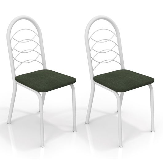 Kit com 2 Cadeiras para Copa, Branco, Veludo Oliva, Holanda III