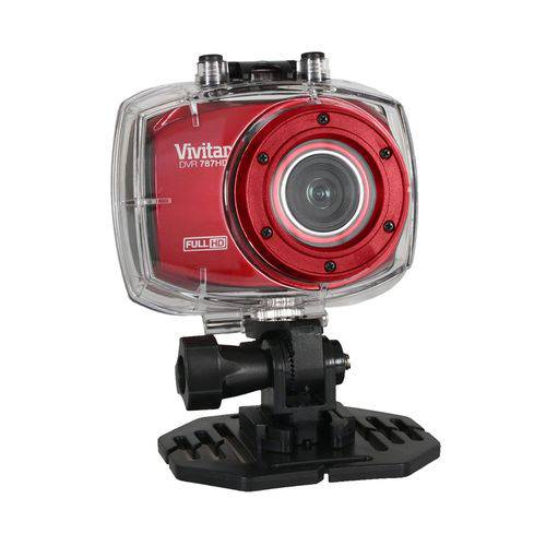 Kit com Câmera Filmadora de Ação Vivitar Dvr787 Full HD Vermelha + Kit Surf