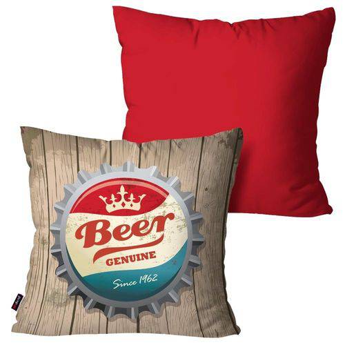 Kit com 2 Capas para Almofadas Decorativas Vermelho Beer