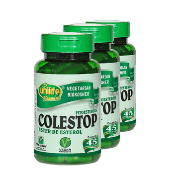 Kit com 3 Colestop Ester de Esterol (fitoesteróis) 45 Cápsulas Unilife