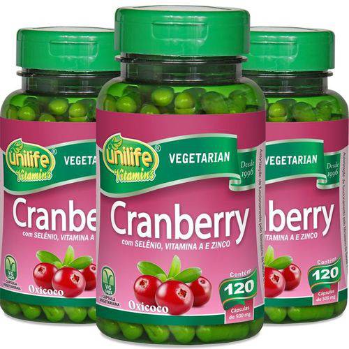 Kit com 3 Cranberry 120 Cápsulas Unilife