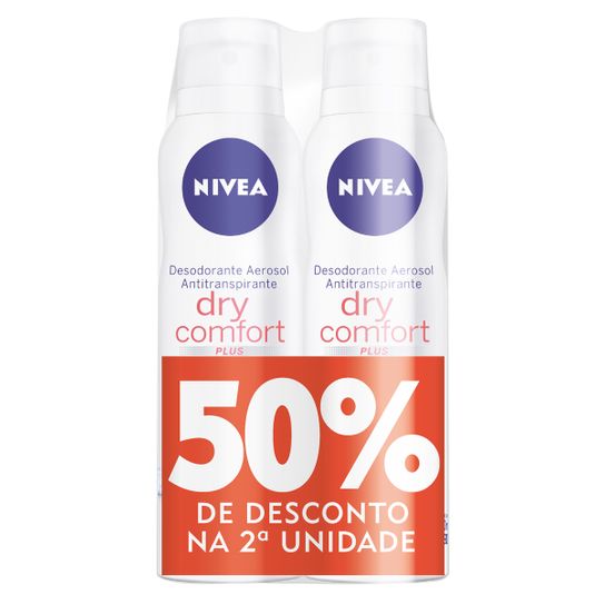 Kit com 2 Desodorantes Nivea Dry Comfort Plus Aerossol com 50% de Desconto na 2° Unidade