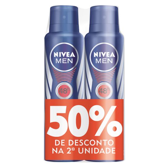 Kit com 2 Desodorantes Nivea Man Dry Impact Plus Aerossol 91 G com 50% de Desconto na 2°unidade