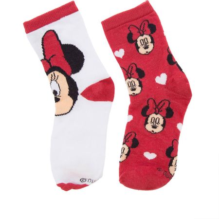 Kit com Dois Pares Meia Disney 30 a 33 Minnie Mouse Branco e Vermelho -