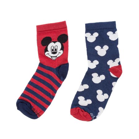 Kit com Dois Pares Meia Disney 26 a 29 Mickey Mouse Azul Marinho e Vermelho -