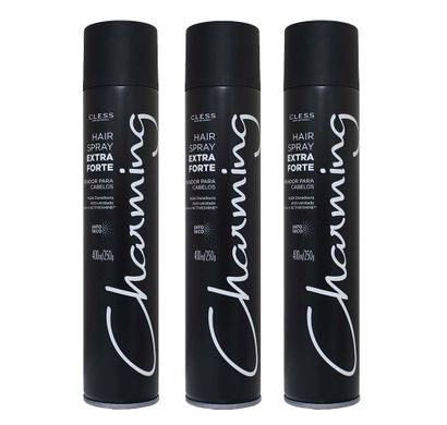 Kit com 3 Fixador para Cabelo Charming Hair Spray Extra Forte 400ml - Cless
