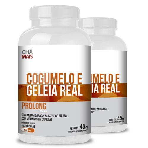 Kit com 2 Geleia Real com Cogumelo Prolong Clinic Mais By Chá Mais 100 Cápsulas