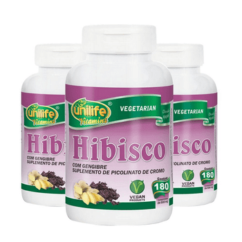 Kit com 3 Hibisco com Gengibre 180 Comprimidos Unilife