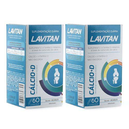 Kit com 2 Lavitan Cálcio +Vitamina D3 600mg C/60 Comprimidos