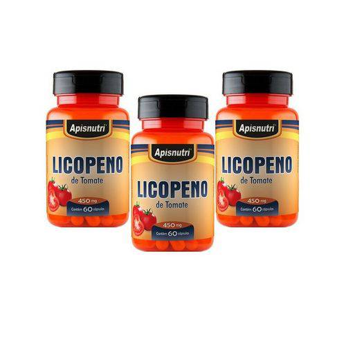 Kit com 3 Licopeno de Tomate Apisnutri com 60 Cápsulas Cada