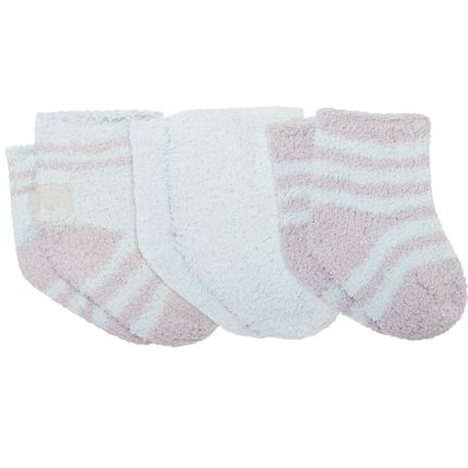 Kit com 3 Meias Soquete em Soft para Bebê Stripes Azul - Puket