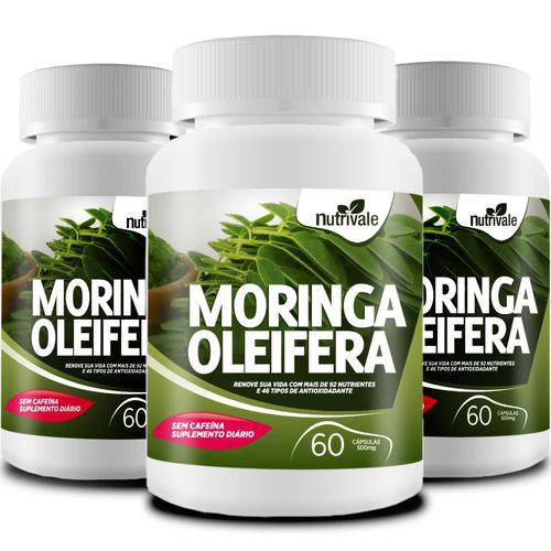 Kit com 3 Moringa Oleifera 180 Caps - Natural - Nutrivale