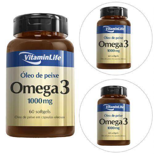 Kit com 3 - Omega 3 1000mg - 60 Cápsulas - Vitaminlife